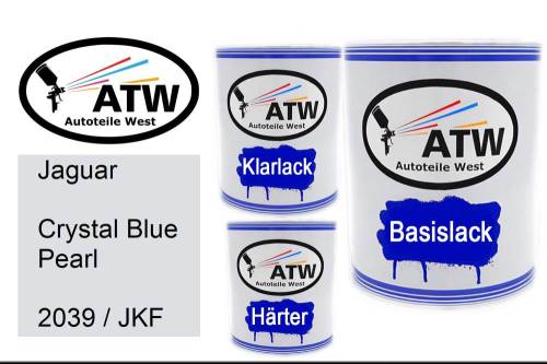 Jaguar, Crystal Blue Pearl, 2039 / JKF: 1L Lackdose + 1L Klarlack + 500ml Härter - Set, von ATW Autoteile West.